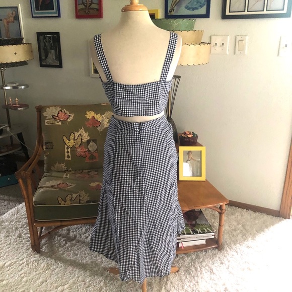 Retro Dress 2 Pc Set Gingham Skirt Top 1940s Style - Picture 5 of 7